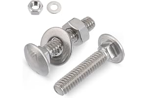 VGBUY 1/4-20 x 1-1/4" Carriage Bolts Screws 24 Sets, 304 Stainless Steel 18-8, Round Head Square Neck, Carriage Bolts and Nuts Kit, with Flat Washers