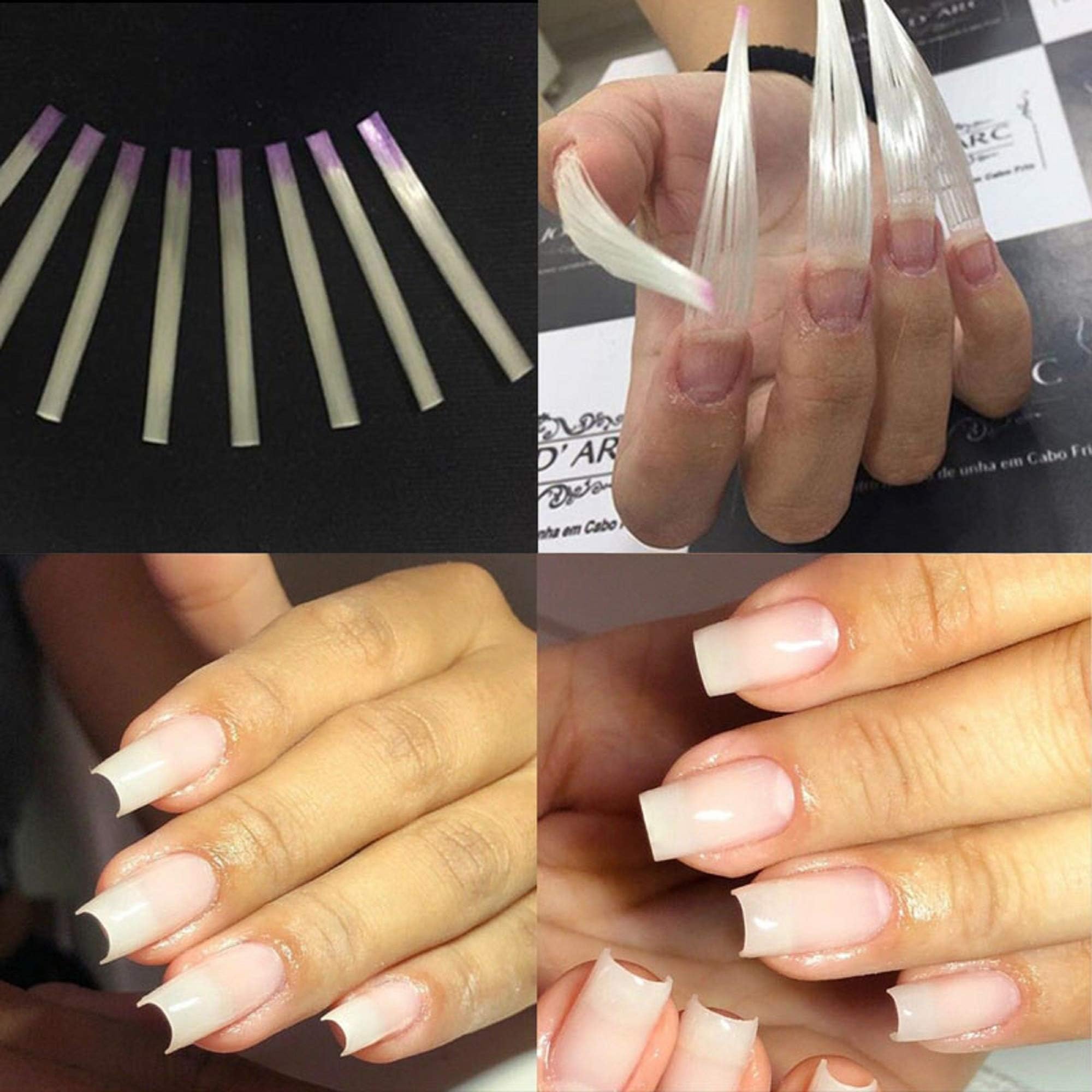 Nail Art Equipment Fibernails Fiberglass for Nail Extension Acrylic Nails Tips Fibra de Vidro Unha Pack of 30pcs + Bonus 6 pcs pinching clips