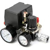 QWORK Air Compressor Pressure Switch for Pneumatic Tools, 90&ndash;120PSI Adjustable Controller
