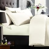 NTBAY 500 Thread Count Egyptian Cotton Fitted Sheet Deep Pocket Ivory view 2