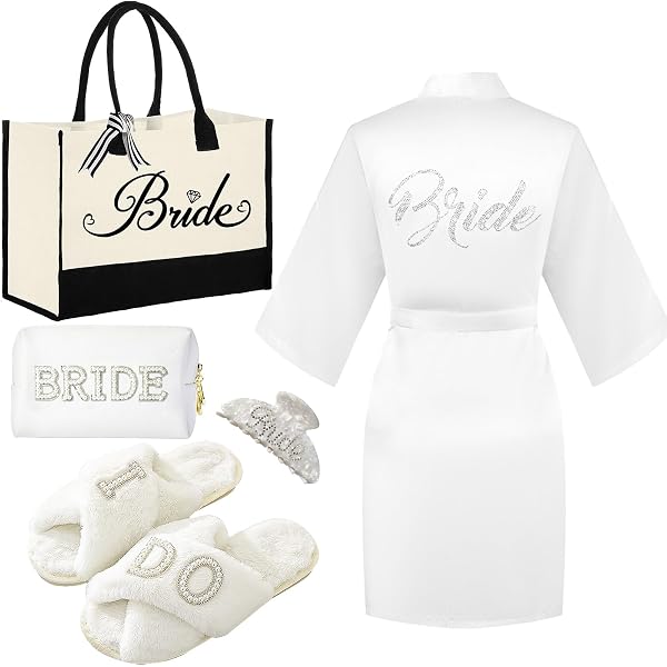 Bride Gift Set Elegant Wedding Accessories Makeup Bag Hair Clips Sunglasses Amazon.com: Blosssound 5 Pcs Bride Gifts Set Include Bride  main image 3