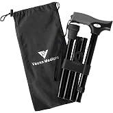 FSA/HSAVaunn Medical Height Adjustable Folding Cane/Walking Stick with Strap/Pouch- Compact, Portable, and Safe Walking Assistant- Non-Slip Handle- Men, Women, Elderly