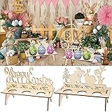 EOQPDECD 2 PCS Easter Egg Rack Wooden Egg Holder Countertop Happy Easter-Bunny Rabbit Egg Rack Holds 8 Eggs Each Kitchen Cent