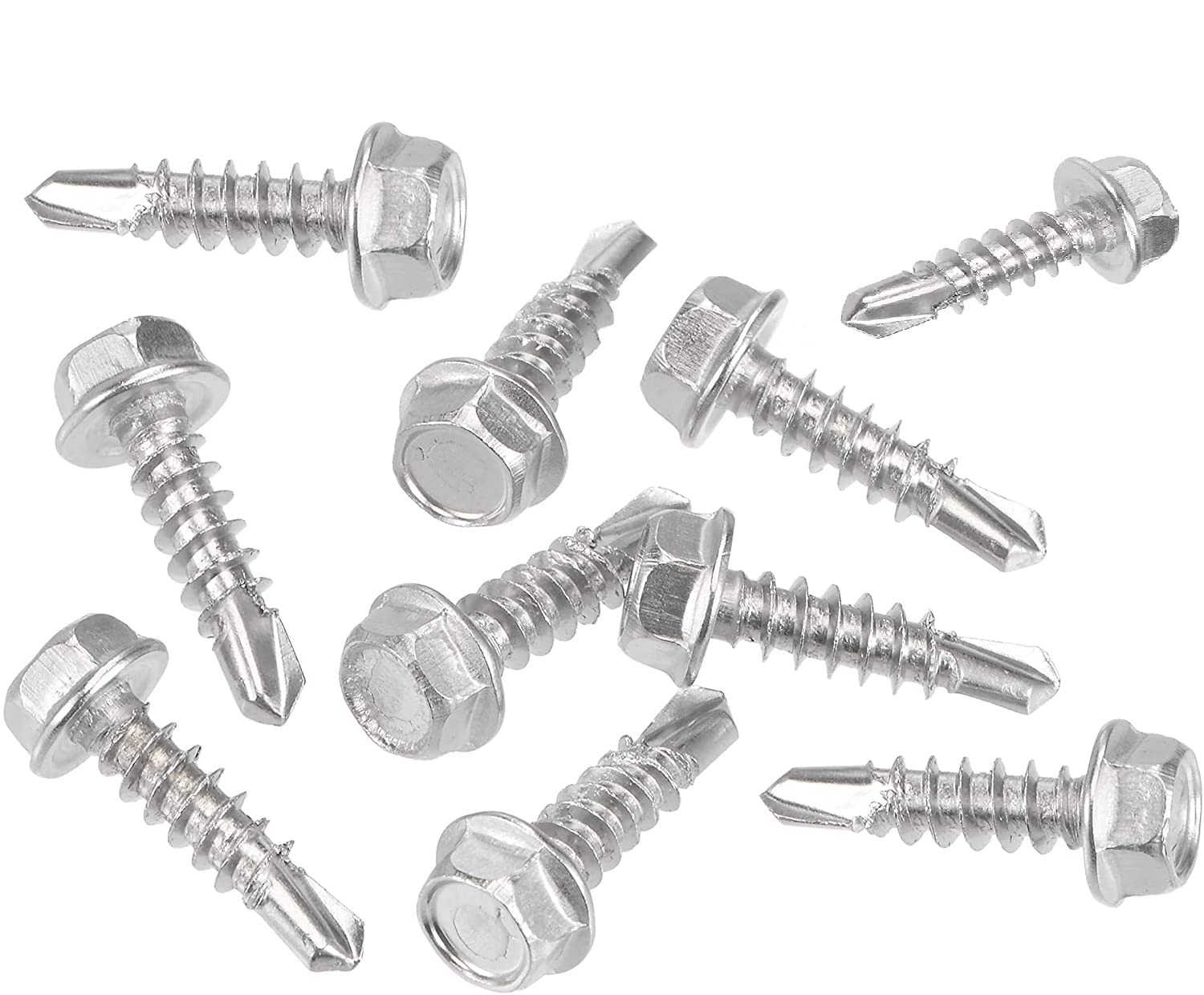 TERF® 4.8 X 19mm Hex Washer Head Self Drilling Point Screws 4.8 X 19mm Hexagonal Washer Head Self Tapping Screws for Aluminium Metal Steel Sheet - Pack of 25