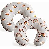 2 Pack Muslin Nursing Pillow Cover 100% Cotton Boho Neutral Stretchy Removable Baby Nursing Covers for Breastfeeding Pillows Soft Breathable Pillow Slipcover for Newborn Baby Boy or Girl (Boho)