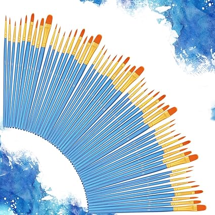 60 Pinceau De Peinture A L Huile Bleu Pinceau D Art Brosse De Peinture Cadeaux Anniversaire Pour Debutant Artiste Enfant Aquarelle Gouache Acrylique Amazon Fr Cuisine Maison