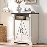 24" Framhouse Storage Cabinet with Adjustable Shelf, Freestanding Bathroom Cabinet & Buffet Sideboard Organizer with Barn Doo