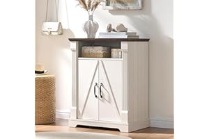 24" Framhouse Storage Cabinet with Adjustable Shelf, Freestanding Bathroom Cabinet & Buffet Sideboard Organizer with Barn Doo