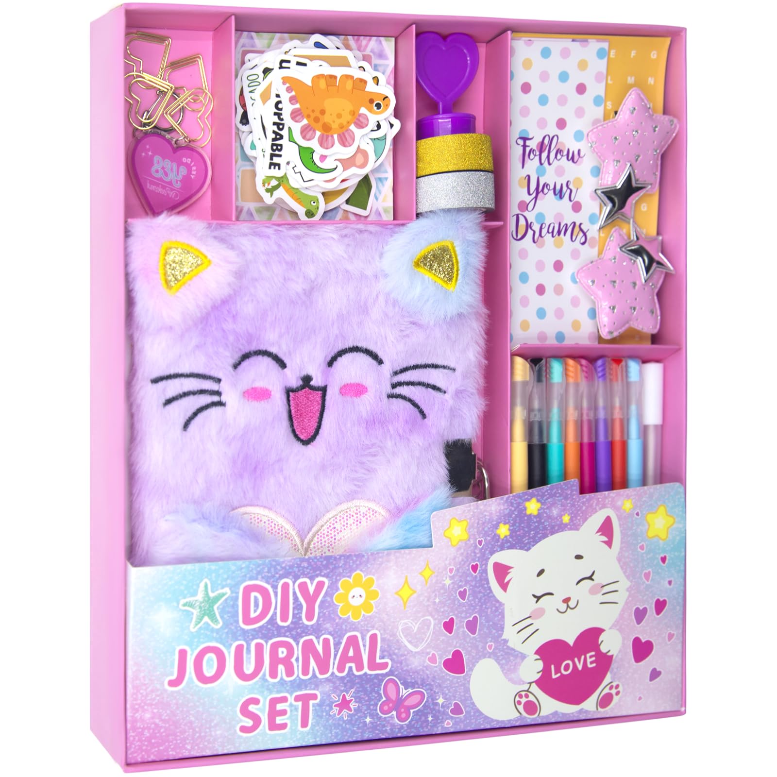 HoomTop Lockable DIY Cat Journal Kit for Girls Ages 6 7 8 9 10 11 12 14 Birthday Gifts — image 1