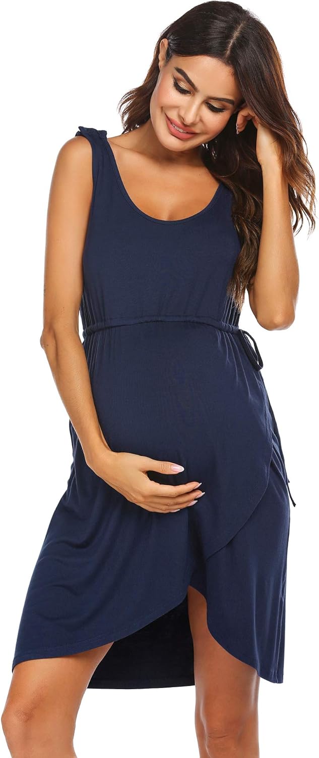 Ekouaer 3 in 1 Nursing Dress Sleeveless Maternity Labor Delivery Gown Hospital Breastfeeding Nightgown at  Women’s Clothing store