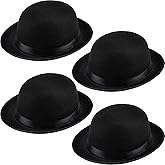 SGBETTER 4 Pack Kids Bowler Hats Black Derby Hat Bowler Top Hat Costume Accessories for Child Boys Girls Halloween Party Dress up