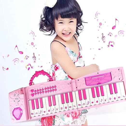 Hanmun 1 Kinder Electronic Musical Karaoke Gefaltet Multifunktions 37 Schlüssel Keyboard Instrument für 3 + Mädchen mit Echte