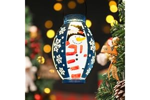 SUNNYGARDEN Solar Christmas Decorations Outdoor Yard Snowman Lantern, Hanging Christmas Decorations Solar Powered Lantern, Christmas Solar Lanterns Waterproof Winter Decor