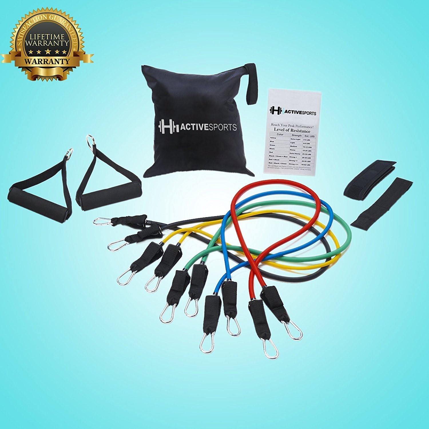 Hi Active Sports 11 Pcs The Best Resistance Bands for Men and Women Workout Exercise Routine Great for Back Arms Abs Legs