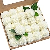 Ling's moment Ivory Dahlia Foam Artificial Flowers Real Touch Faux Fake Flower for Home Decor Graduation Baby Shower Decorations Outdoors Party Favors Wedding Gifts Centerpieces Arrangements 25pcs