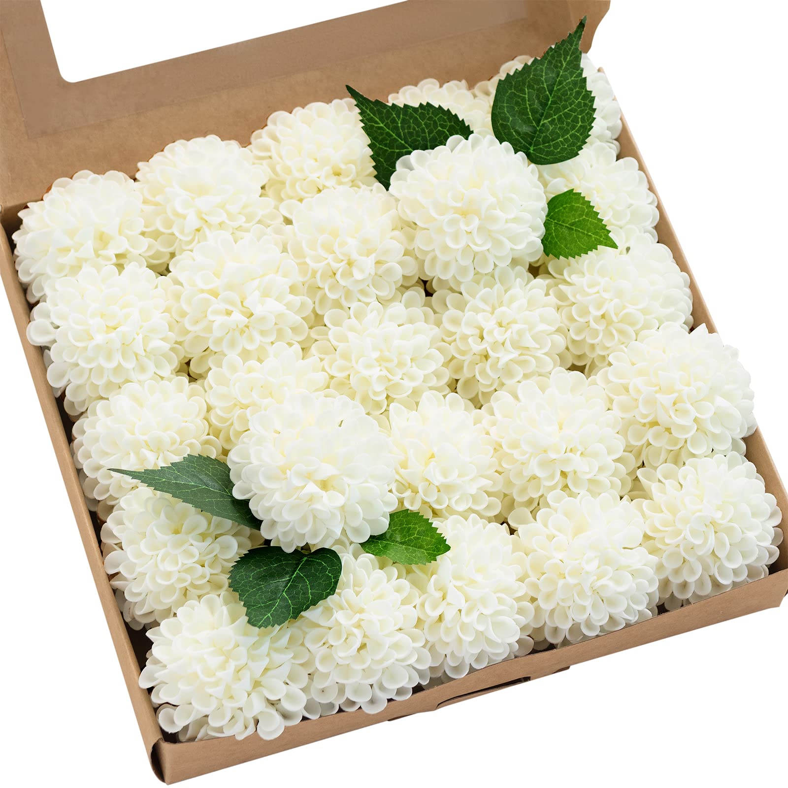 Photo 1 of Ling's Moment Ivory Dahlia Foam Artificial Flowers Real Touch Faux Fake Flower for Home Decor Graduation Baby Shower Decorations Outdoors Party Favors Wedding Gifts Centerpieces Arrangements 25pcs