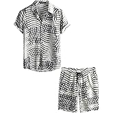 VATPAVE Mens Floral Hawaiian Shirts Short Sleeve Button Down Beach Shirts Suits