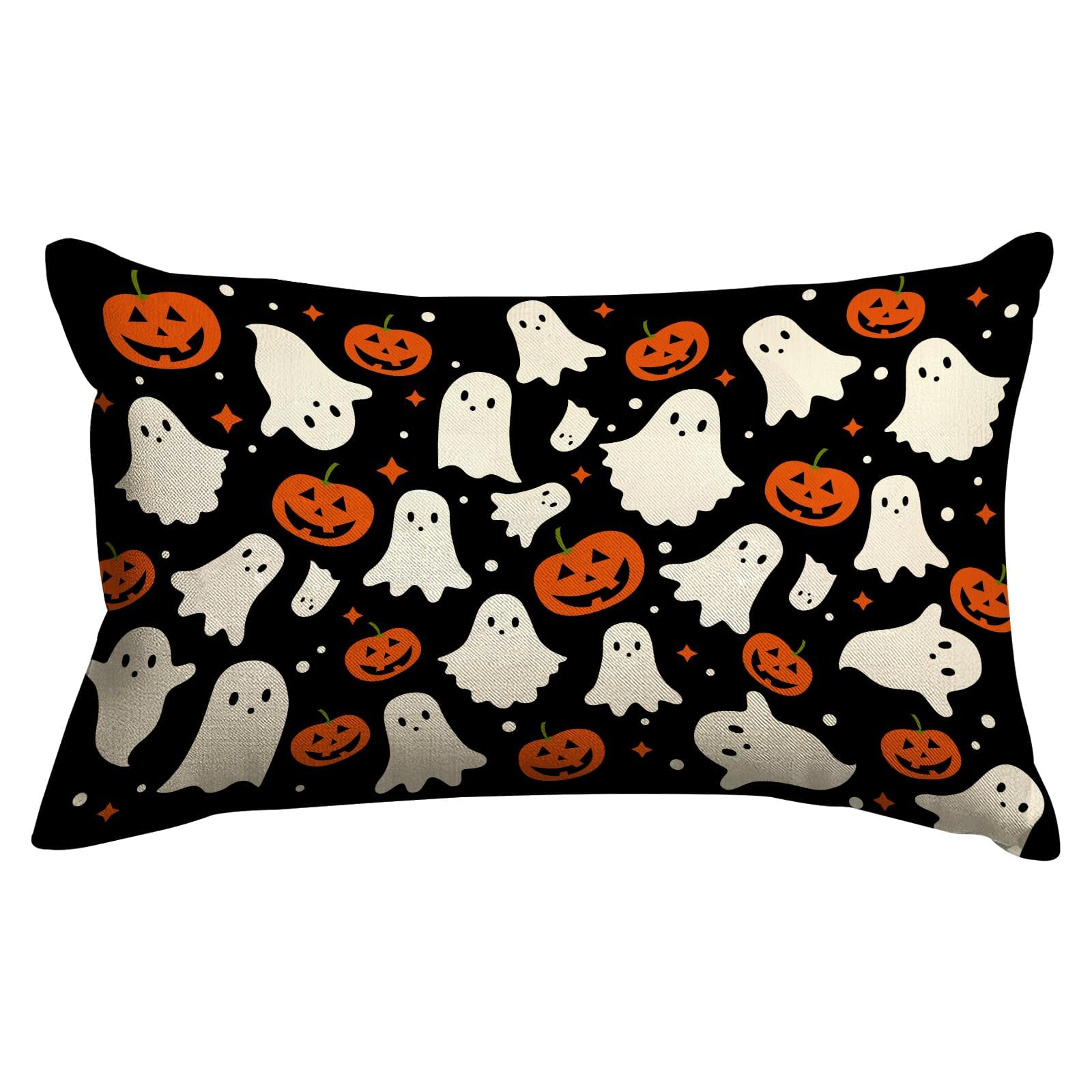 Photo 1 of GETTOGET Halloween Pillow Covers 16x24 Inch Ghost Pumpkins Linen Lumbar Pillow Covers Decorations Outdoor Halloween Pillows Decorative for Home Sofa Couch