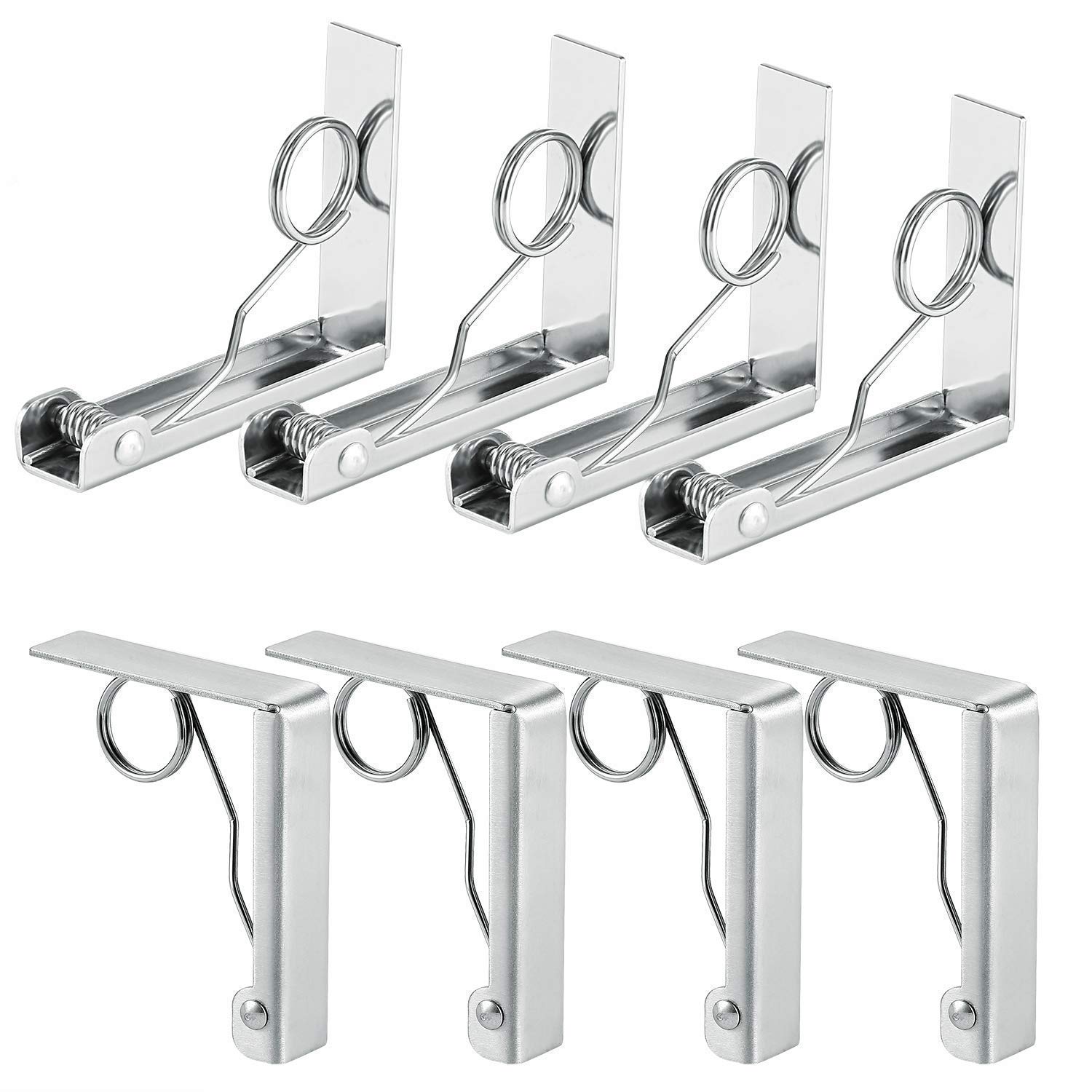 Qrooper Tablecloth Clips Stainless Steel Table Cover Clamps Table Cloth Holders for Outdoor and Indoor Uses by, 8 Count (Suitable for Table Thickness of 2 1/2\'\' or less)