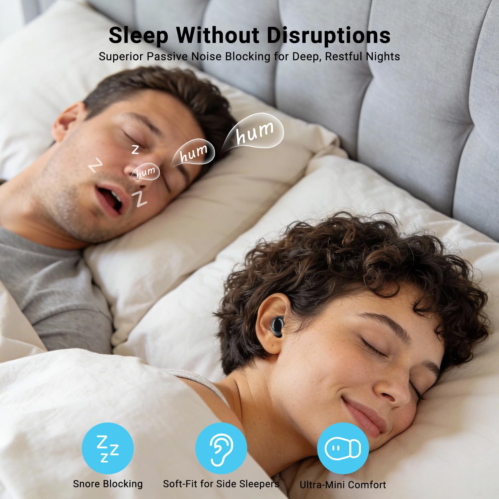 Condition photo showing As Is for ertuly t33 sleep earbuds, bluetooth 6.0 noise cancelling sleep headphones for side sleepers, anc up