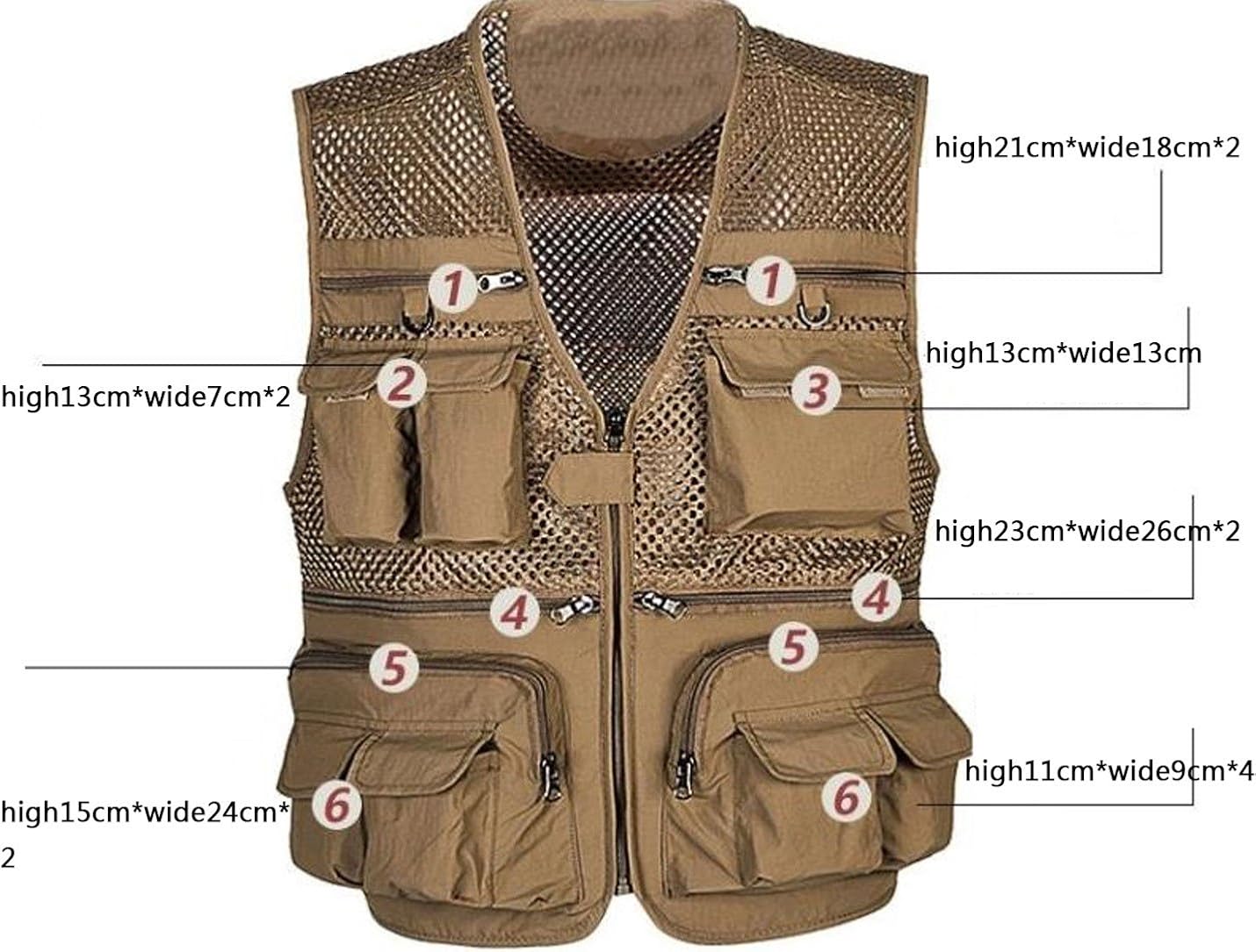 Flygo Mens Summer Outdoor Work Safari Fishing Travel Photo Vest with Pockets at  Men’s Clothing store