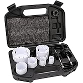 Amazon Basics 9-Piece Bi-Metal High Speed Steel Hole Saw Kit for Cutting Holes in Metal, Plastic, Plasterboard with Carrying 