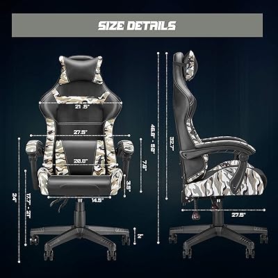 Buy Camouflage Gaming Chair Camo Computer Video Game Chairs Office Chair Big And Tall Adjustable Armrest Comfortable Carbon Fiber Pu Leather With Headrest Lumbar Support For Men Boys Adults Teens Kids Ps4 Online In Greece B08mbr4jxv
