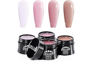 Gellen Builder Gel Kit - Nail Extension Kit 4 Colors Nude Baby Pink Naked Purple Rose Brown Hard Gel Nail Builder 15ml