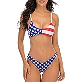 SherryDC Women's Solid Scoop Neck Push Up Padded Brazilian Thong Bikini Swimsuit Bathing Suit