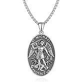 Fryneauy Saint Pendant Necklace S925 Sterling Silver Jewelry Religion Pendant for Women Men