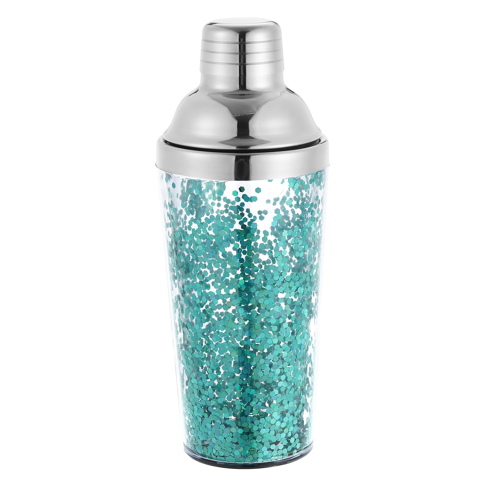 uxcell 16OZ(450ml) Plastic Cocktail Shaker with Strainer, Stainless Steel Top Cocktail Shaker Bottle Wine Mixer Bottle for Bar Party Home Use Wine Shaker Bar Mixing Tool, Sky Blue