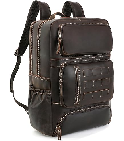 Leather Backpack College Laptop Travel Camping Shoulder Bag Gym Sports Bags for Men (black) : Clothing, Shoes & Jewelry