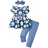 Doresbebe Baby Girl Clothes Toddler Girl Outfits Infant Girl Summer Clothes for Girl Ruffle Shirt Pants+Cute Headband 3PCS