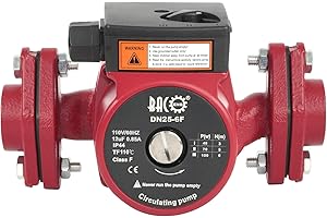 BACOENG 110V Flanges Hot Water Recirculating Pump, 3-Speed Switchable NTP 1" Circulation Pump for Water Heater, Hydronic Radiant Heating, Red