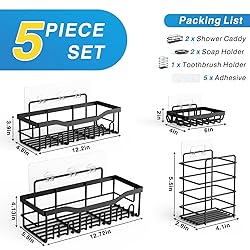 EUDELE Adhesive Shower Caddy, 5 Pack Rustproof