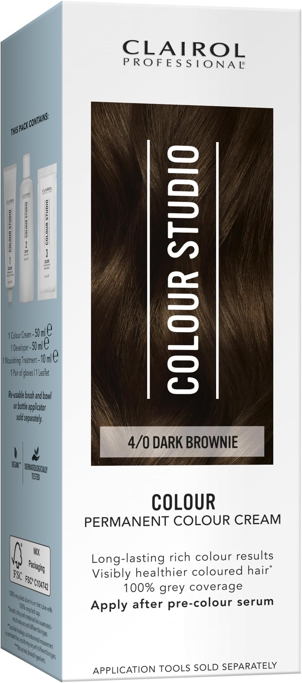 Clairol Colour Studio Permanent Colour Cream Dark Brownie 4/0 50ML