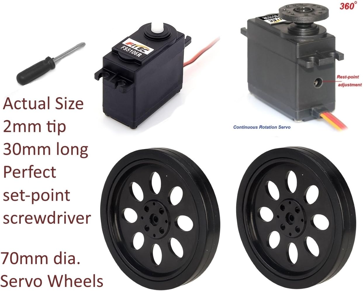 FS5106R Continuous Rotation 360 degree 6kg.cm Ball Bearing Servo Arduino