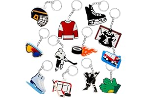 Batiyeer 36 Pack Hockey Keychains Bulk Party Favors Sports Ball Key Chains Funny Keyring Gifts for Birthday Supplies