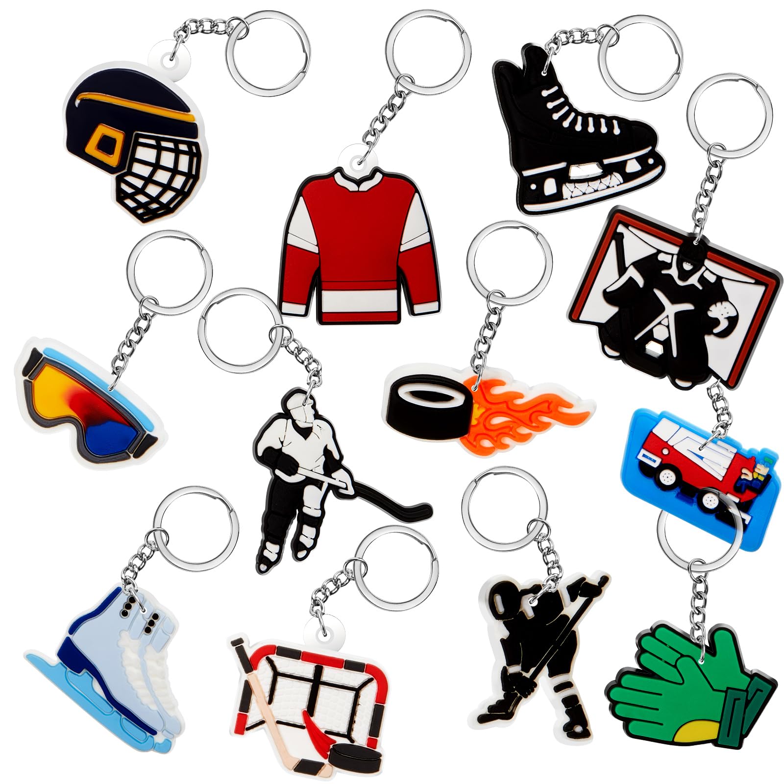 Photo 1 of Batiyeer 36 Pack Hockey Keychains Bulk Party Favors Sports Ball Key Chains Funny Keyring Gifts for Birthday Supplies