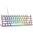 MageGee Portable 60% Mechanical Gaming Keyboard, Red Switch, PBT Pudding Keycaps RGB Backlit Compact 68 Keys Mini Wired Office Keyboard for Windows Laptop PC - White