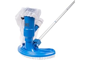 SunSolar Swimming Pool Vacuum w/Brush, Bag, Hose Adapter, and Pole - Water-Powered Pool Vacuum for Above Ground Pools, Hot Tu