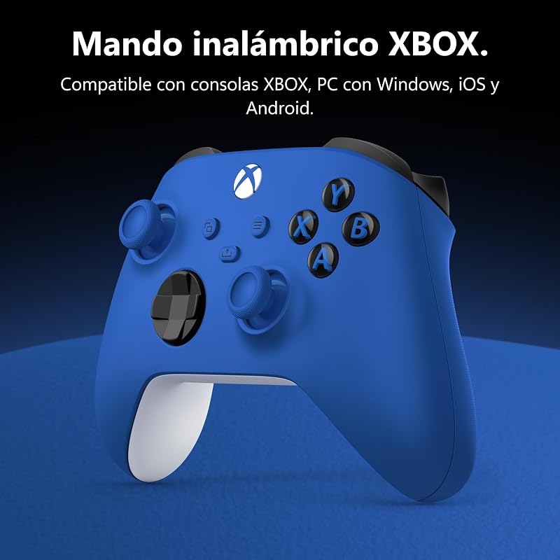 Controle Sem Fio Xbox Shock Blue para Xbox Series X|S, Xbox One, Windows 10/11, iOS e Android