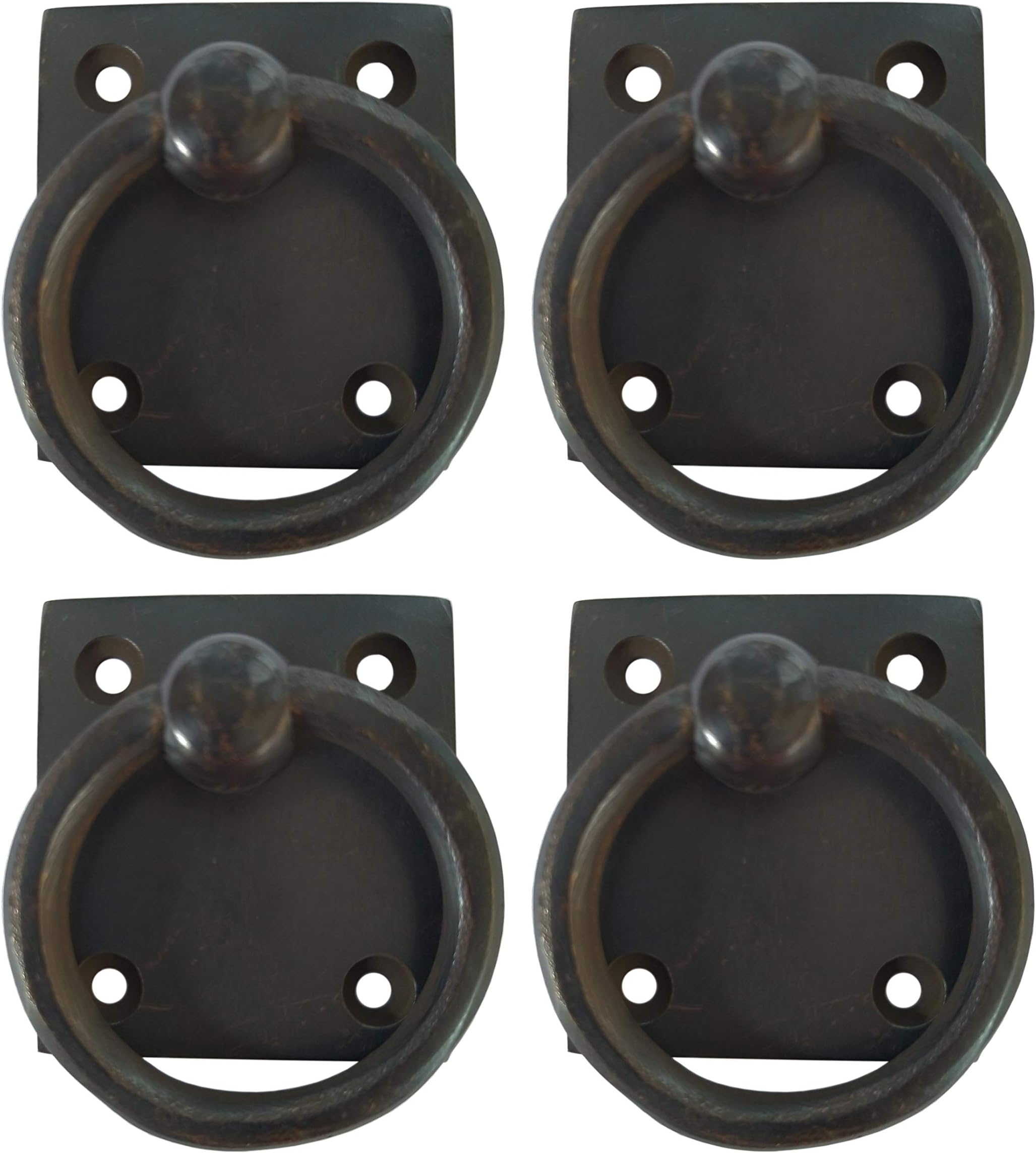 Square Back Ring Pulls Cabinet Chest Dresser Hardware by Nesha 4-Pack