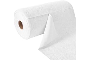Fantasticlean Tear-Away Paperless Paper Towels Roll, Microfiber Towels, 50 Sheet, 12'' x 12'', Ultra Absorbent, Scratch Free, Reuseable Washable Cloth for Home Kitchen and Car Cleaning (White)