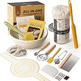 Sourdough Starter Kit, Banneton Bread Proofing Basket Set with 24oz Starter Jar, Sourdough Bread Baking Supplies with 9'' Round Banneton Baskets, Bread Making Baking Tools Gifts for Bakers