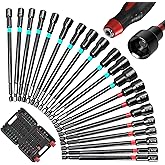 21-Piece Magnetic Nut Driver Set - SAE (1/4" to 9/16") & Metric (5mm to 15mm) Nut Driver Set with Non-Slip Silicone Grip Handle - Cr-V Magnetic Socket set