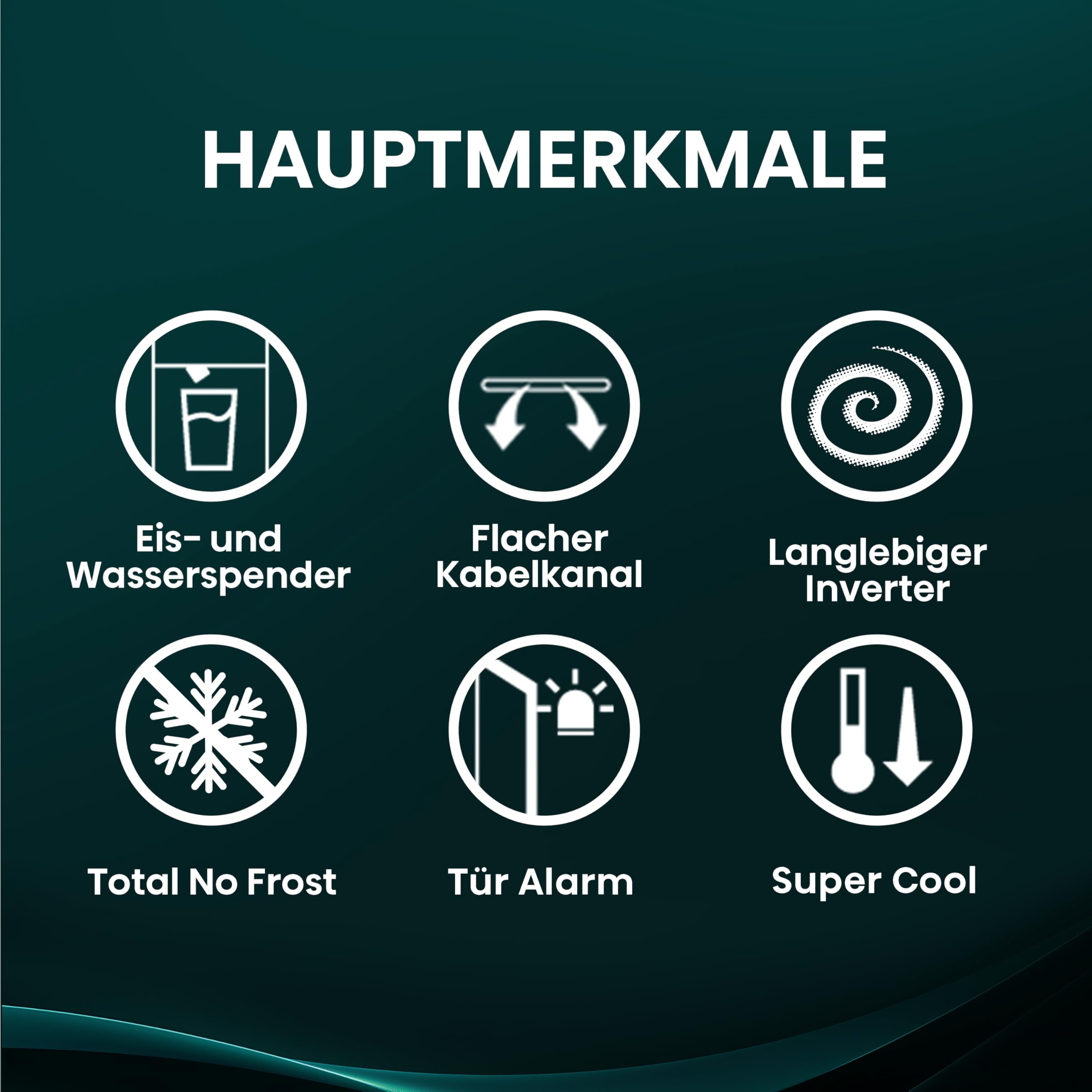 Hisense RS5P528STFE Kühl-Gefrierkombination/Freistehend/ 528L/ 40dB/ EEK: E/Eis&Wasserspender/Total No Frost/SuperCool/Big Box/Temperatur Sensor/XXL Türfach/BxHxT: 91,1×178,6×61,5cm/ Schwarz 2