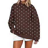 KIGRAD Women Y2k Oversized Fleece Cute Polka Dot Crewneck Sweatshirts Preppy Drop Shoulder Pullover Jumper Fall Outfits
