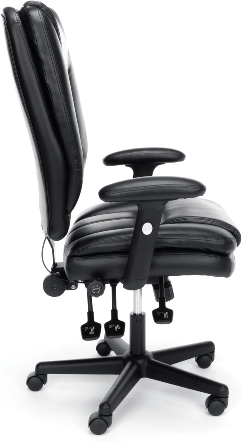 OFM Essentials Collection Ergonomic High-Back Bonded Leather Executive Chair, in Black (ESS-6050): Furniture & Decor