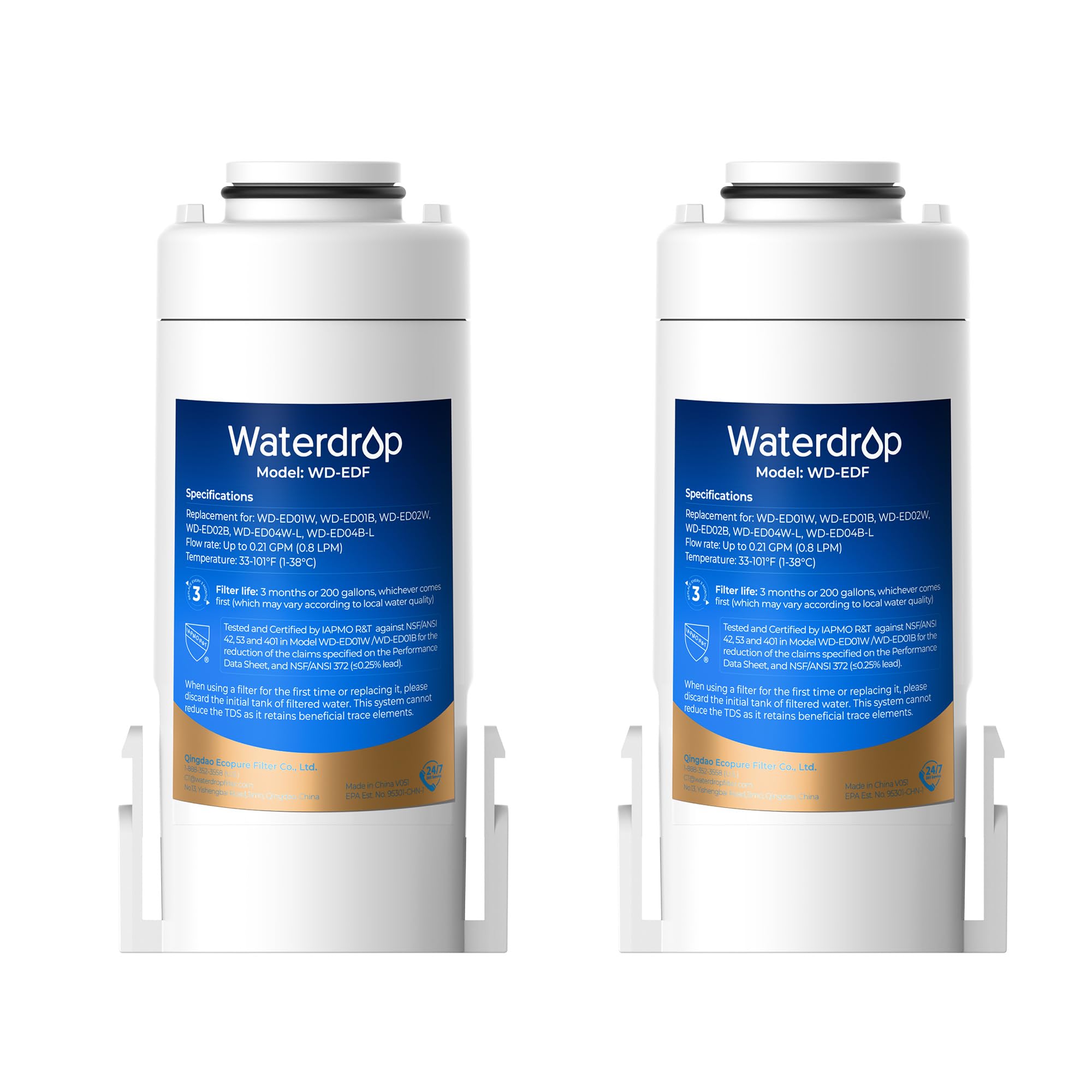 Waterdrop WD-EDF Replacement Filters for Waterdrop Instant Water Filter Jug, WD-ED01, WD-ED02, WD-ED04, Last Up to 3 Months or 757 litres (Pack of 2) — image 1